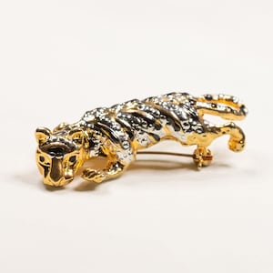 Vintage Tiger Gold and SilverToned Brooch