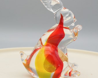 Vintage Murano Italy Glass Hand Blown Rabbit 4" Figurine