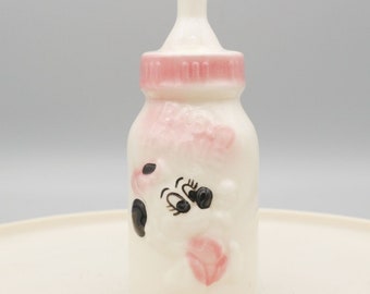 Vintage Disney Minnie Mouse Ceramic Baby Bottle Pink Figurine