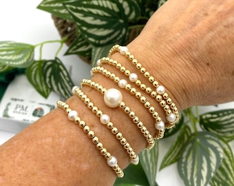 Pearl beaded station women bracelet -wedding day accessory jewelry set bridesmaid friendship gift