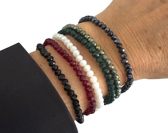 Crystal colors stretchy bracelet for women -minimalist beaded set -everyday jewelry