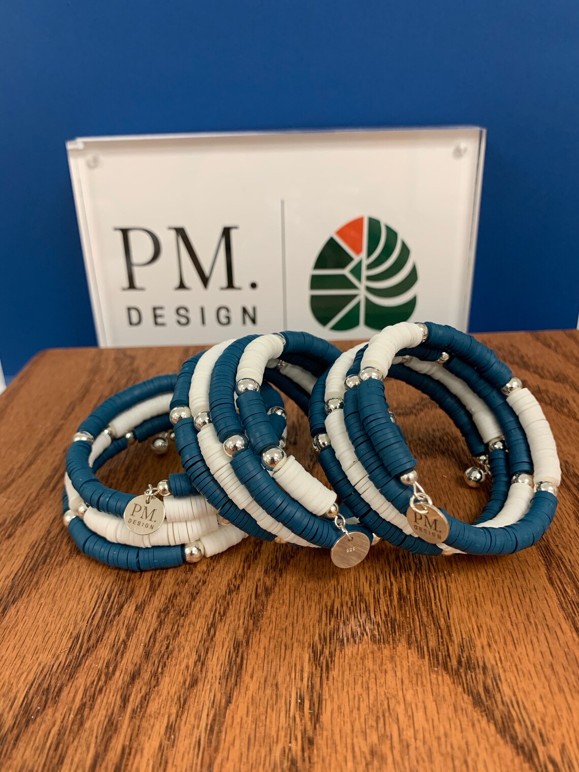 NAVY BLUE Wrap BRACELET Vinyl Wrap Bracelet Blue and White Etsy