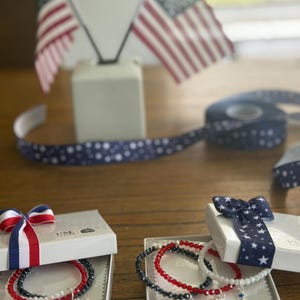 Sterling silver bracelet for women, patriotic red white blue flag jewelry, USA celebration image 8
