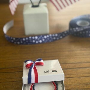Sterling silver bracelet for women, patriotic red white blue flag jewelry, USA celebration image 7