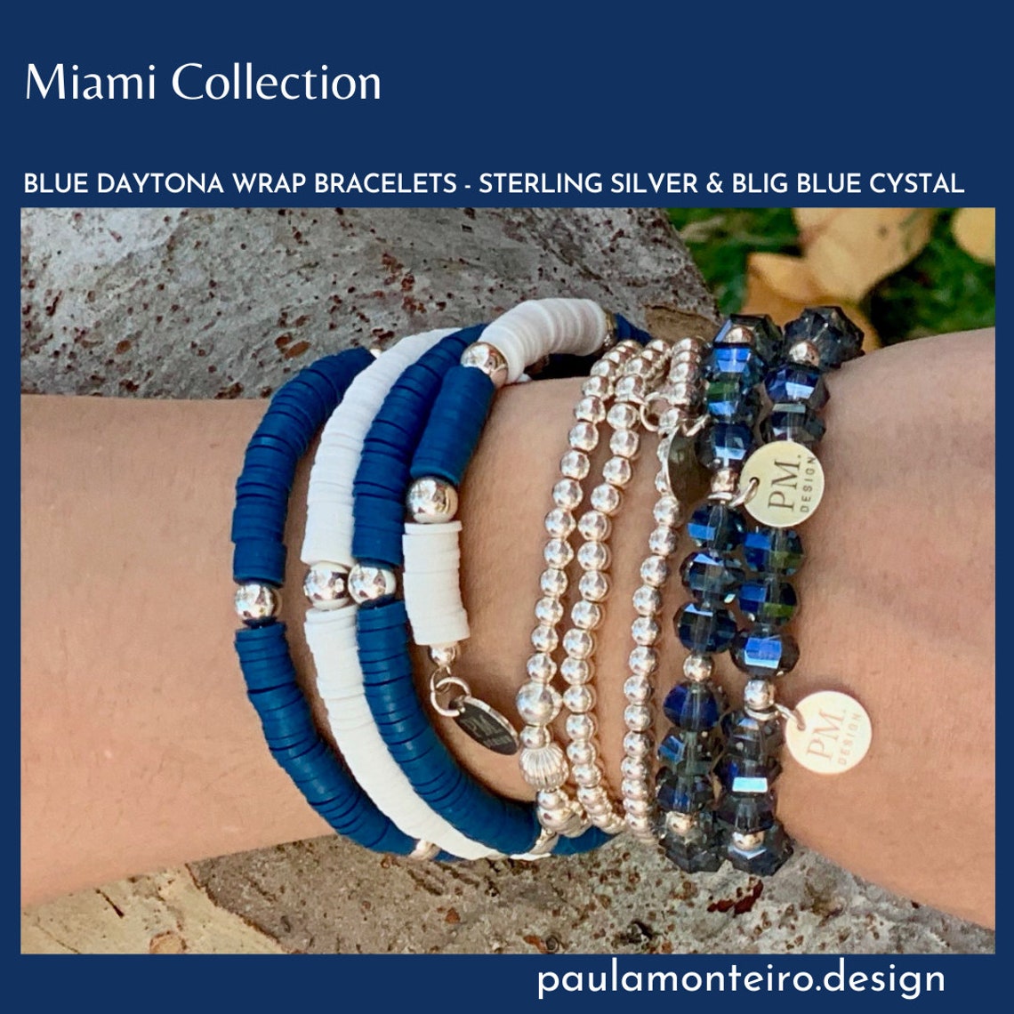 NAVY BLUE Wrap BRACELET Vinyl Wrap Bracelet Blue and White Etsy