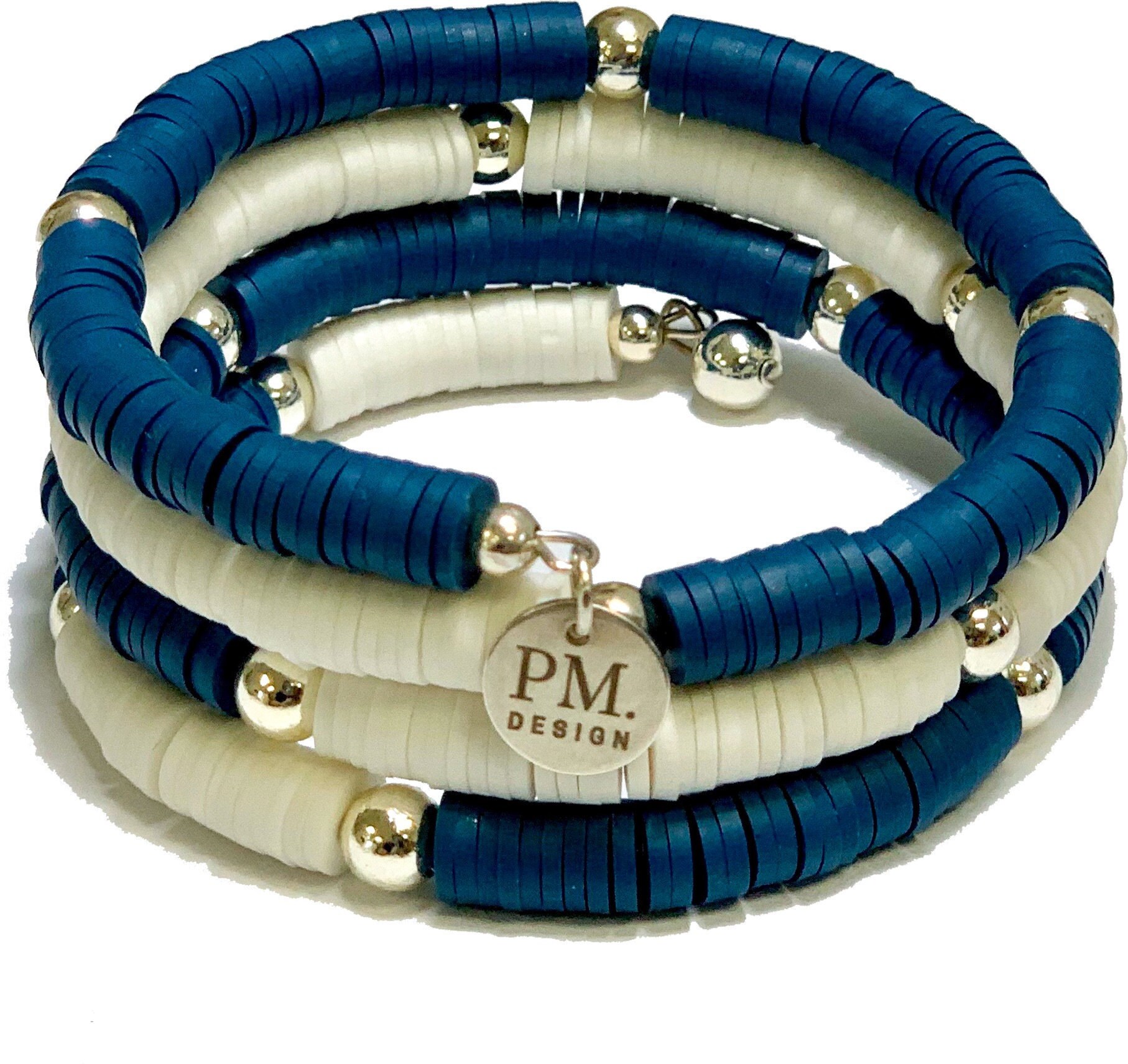 NAVY BLUE Wrap BRACELET Vinyl Wrap Bracelet Blue and White Etsy