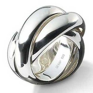 Threesome ring | Ring of 3 | triple ring | trilogy ring | game ring | 925/000 silver | each 8 mm wide | GEMP collection