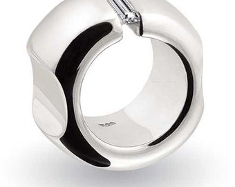 Eyecatcher Bandring - 925/000 Silber - 15 mm breit - Zirkonia Baguette - GEMP Kollektion