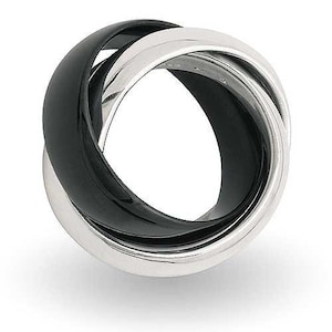 Triple ring | 3-piece ring | Triple ring | Trilogy ring | Play ring | 925/000 silver & tungsten | 8 mm wide each | GEMP collection