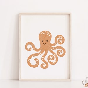 Pulpo impresión vivero pared arte pulpo cartel vivero decoración imprimible pared arte vivero impresiones impresiones digitales vivero arte niños habitación arte