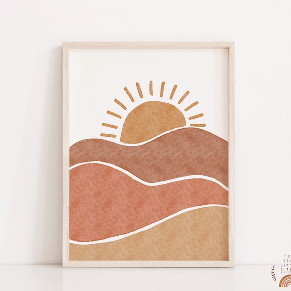 Sun Print Nursery Wall Art Sunset Art Nursery Decor Printable Wall Art Nursery Prints Digital Prints Nursery Art Kids Room Art