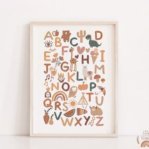 ABC Poster Nursery Wall Art Alphabet Poster Nursery Decor Printable Wall Art Nursery Prints Digital Prints Nursery Art Kids Room Art