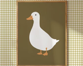Lámina infantil de patos caprichosos / Arte de pared imprimible de estilo rústico (descarga digital)