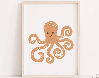 Octopus Print Nursery Wall Art Octopus Poster Nursery Decor Printable Wall Art Nursery Prints Digital Prints Nursery Art Kids Room Art