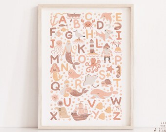 ABC Poster Nursery Wall Art Alphabet Poster Nursery Decor Printable Wall Art Nursery Prints Digital Prints Nursery Art Kids Room Art