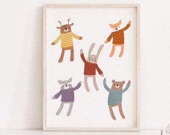 Woodland Animals Nursery Art Print, Kids Room Decor (Digital Download)