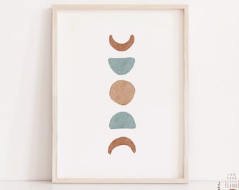 Arte de pared para guardería, fases lunares, decoración de guardería, arte de pared imprimible, impresiones digitales, arte para guardería, arte para habitación infantil, decoración de habitación de bebé