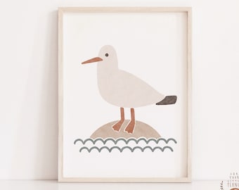Seagull  Print Nursery Wall Art Seagull Poster Nursery Decor Printable Wall Art Nursery Prints Digital Prints Nursery Art Kids Room Art