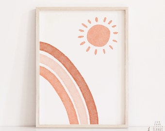 Rainbow Nursery Wall Art, ABC Alphabet Print (Digital Download)