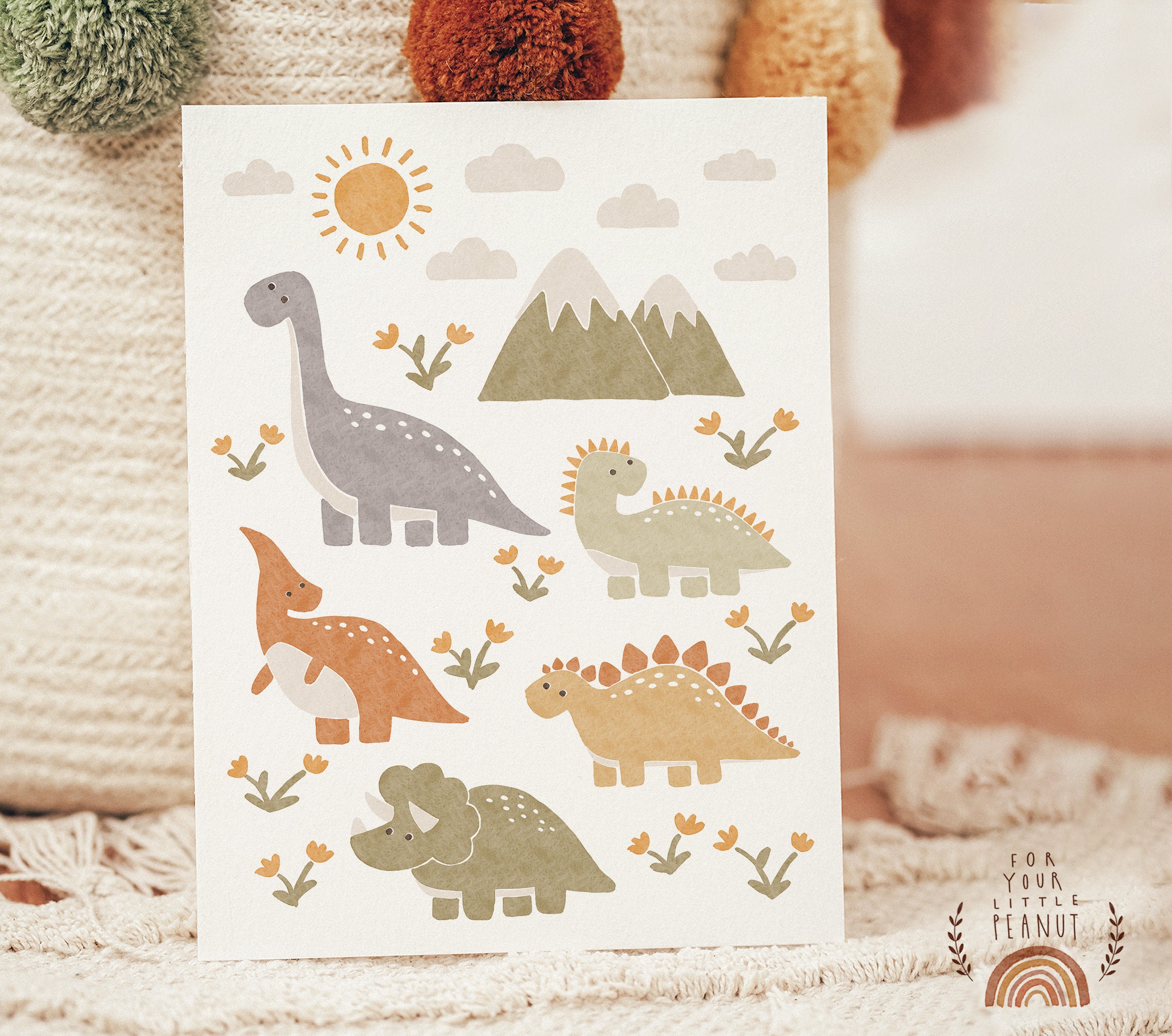 Dinosaur Poster Nursery Wall Art Dinosaur Print Nursery Decor Printable ...