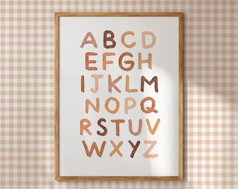 ABC Alphabet Nursery Wall Art Printable, Alphabet Poster for Kids Room, Gender Neutral Nursery Decor, Educational ABC Print,Digital Download