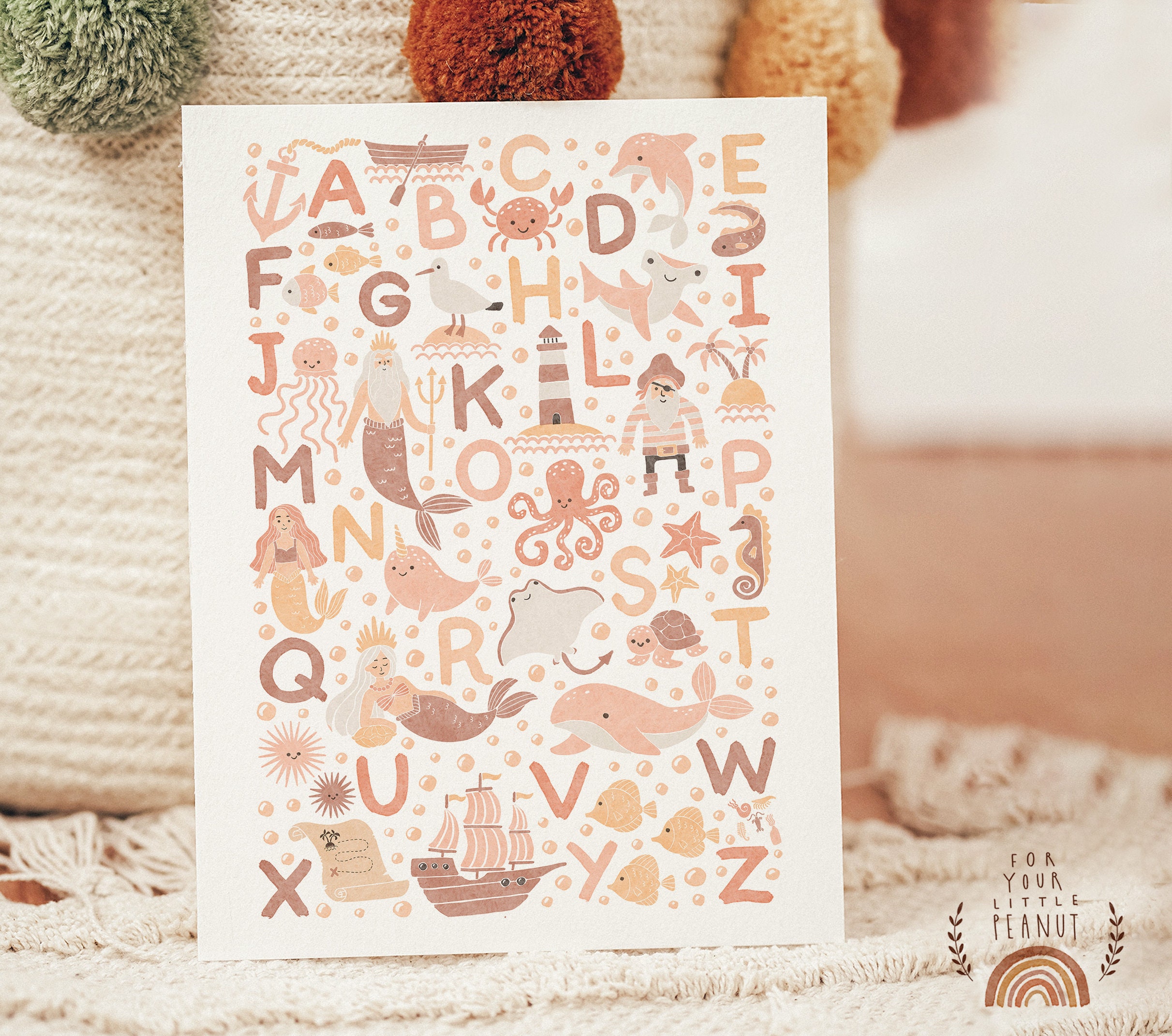 ABC Poster Nursery Wall Art Alphabet Poster Nursery Decor Printable ...