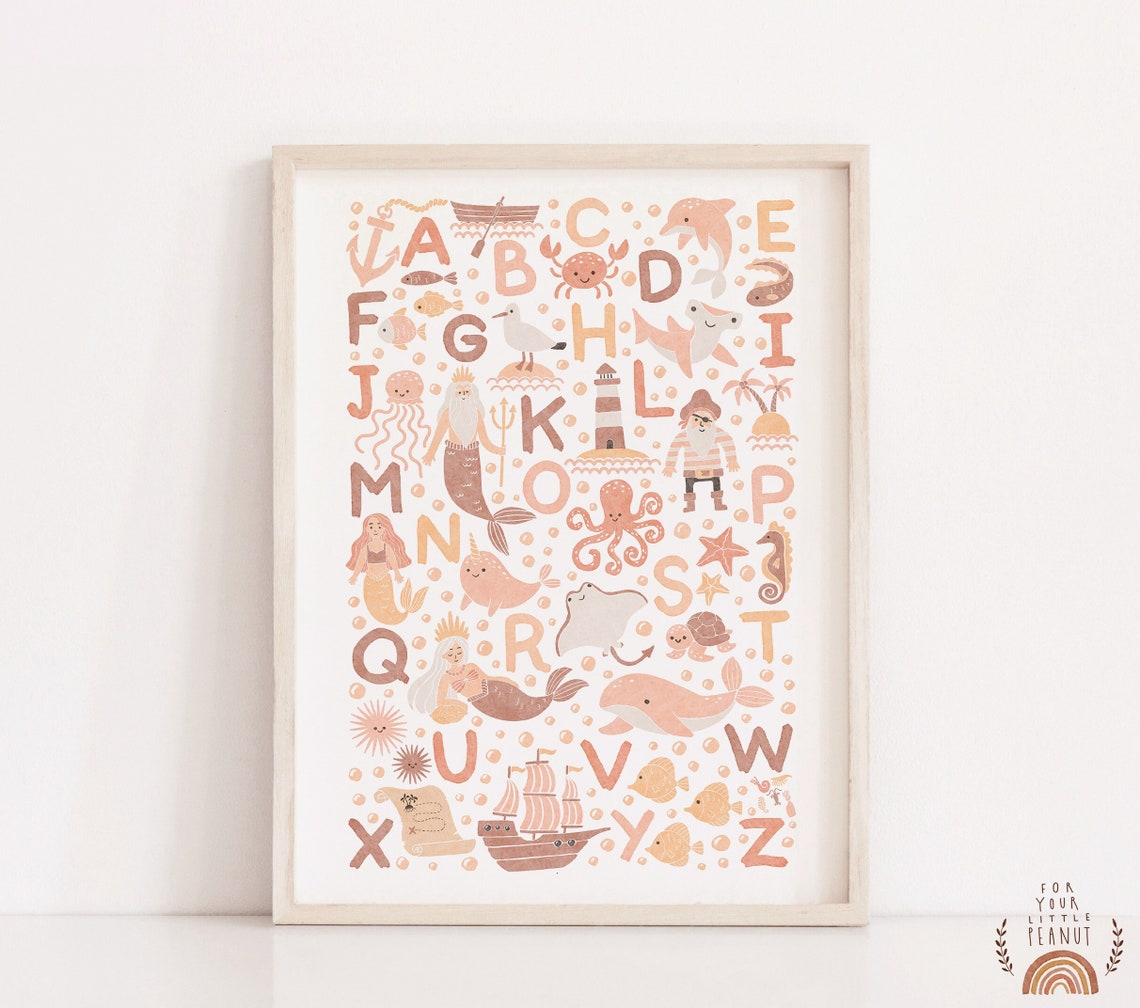 ABC Poster Nursery Wall Art Alphabet Poster Nursery Decor Printable ...