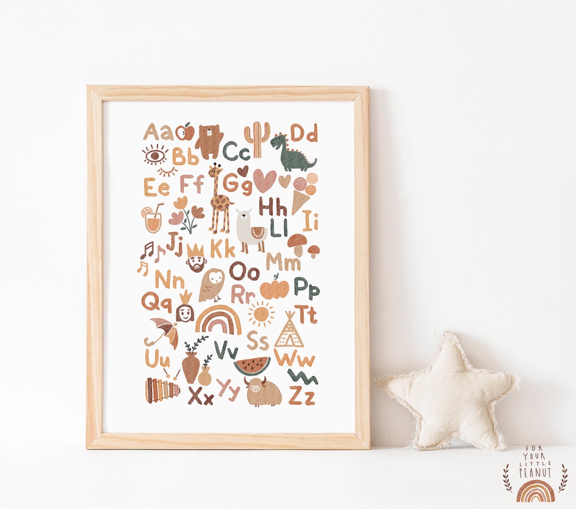 ABC Poster Nursery Wall Art Alphabet Poster Nursery Decor Printable ...
