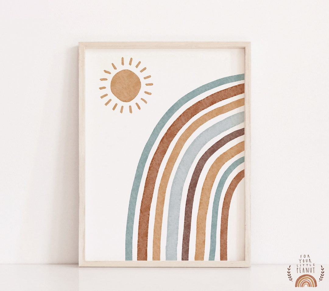 Boho Rainbow Nursery Print, Earth Tone Sun (digital Download - Etsy