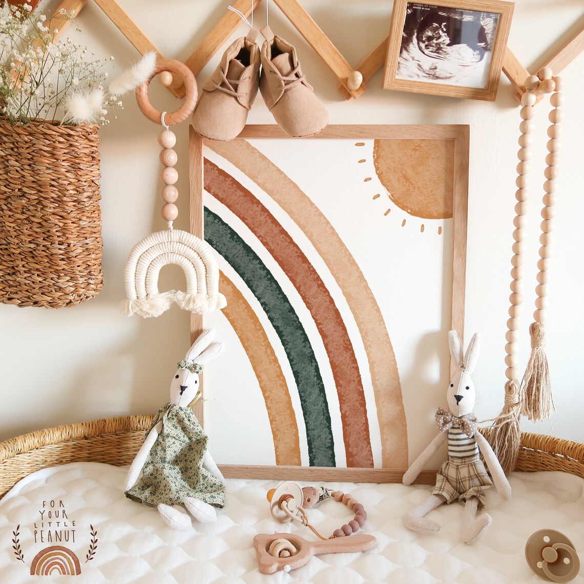 Rainbow Boho Nursery Printable Wall Art Nursery Decor Playroom Etsy