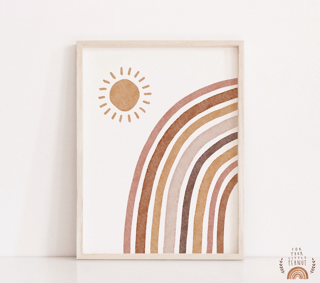 Boho Rainbow Nursery Print, Earth Tone Sun (digital Download) - Etsy
