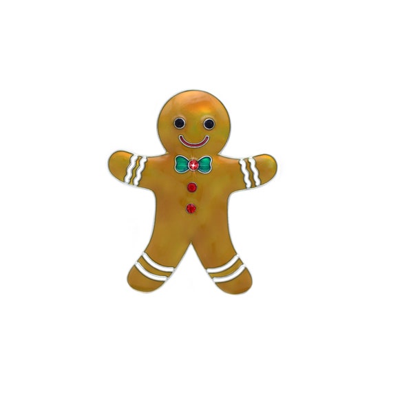 cocojewelry Gingerbread man Cookie Brooch Pin Christmas Winter Holiday Jewelry