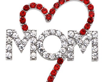 cocojewelry I Love MOM Red Heart Brooch Pin Mother's Day Gift