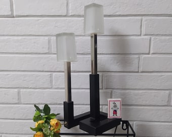 Vintage IKEA Korsby Tischlampe/Postmodern Chrom und Milchglas Lampe/zweistufige Helligkeit Doppel Eiswürfel Nachtlicht/Typ B0301/Vtg 90er Jahre