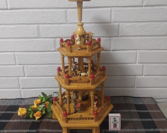 Vtg German 3tier Christmas Pyramid/erzgebirge Carousel/christmas