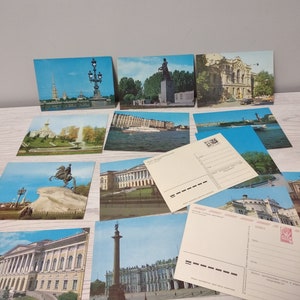 Lot de 16 cartes postales de Leningrad inutilisées/cartes postales couleur vierges de Saint-Pétersbourg de l'époque soviétique/sites de Saint-Pétersbourg/Vues de Leningrad/VTG des années 80/70