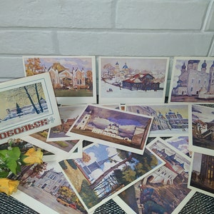 Russian Tobolsk City Postcards Set/Siberian City Views/Russian Historical and Architectural Landmarks/Blank Soviet Art Postcards/Vtg 80’s