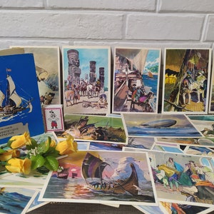 Postales de arte de Descubrimientos Geográficos/Ilustraciones de Grandes Descubrimientos/Descubrimientos Mundiales en Imágenes/Postales de Arte Soviéticas Coleccionables/Vtg 70's