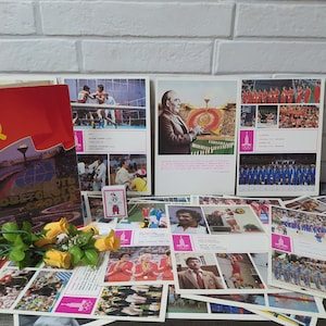 Russische Sport Pride Postkarten Set/1980 Moskau Olympiade/Sowjetische Athleten/Sowjetische Olympiasieger/Großformatige Karten/Sowjetische Memorabilien