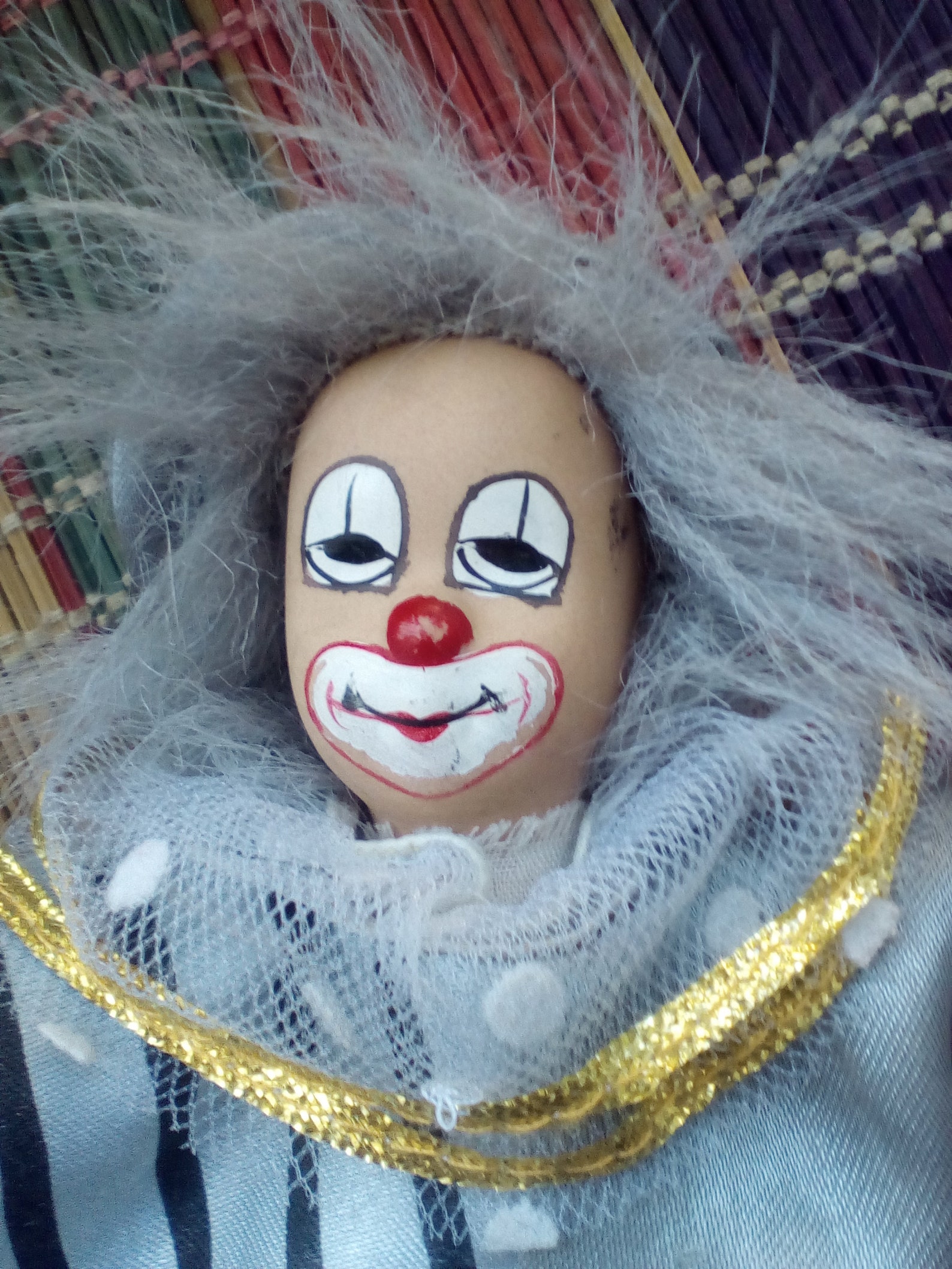 Lot of 2 Vintage Clowns/ Bisque Porcelain Head/ Handpainted Face