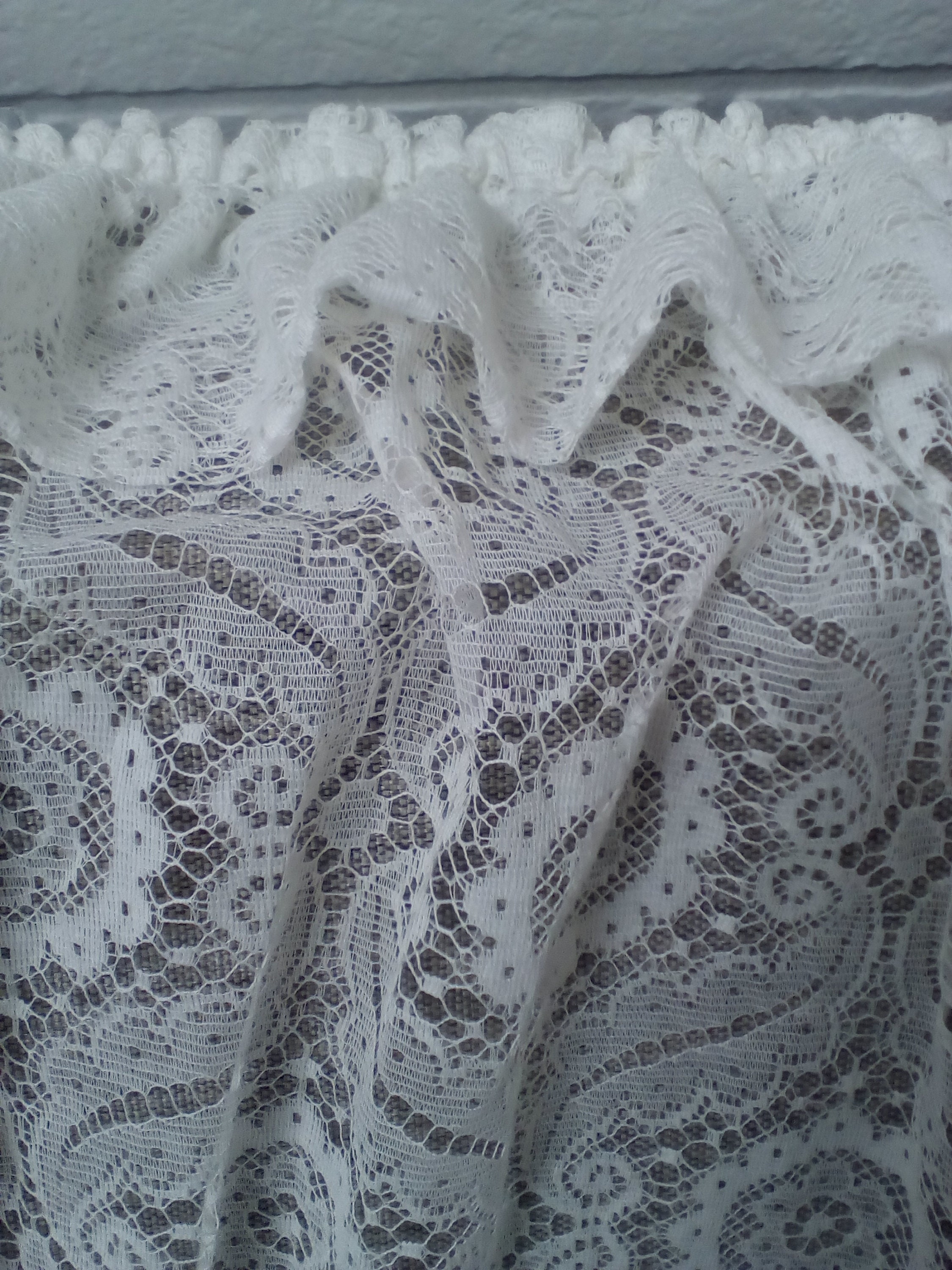 Vintage Valanced White Floral Lace Curtain/german Lace Net Curtain