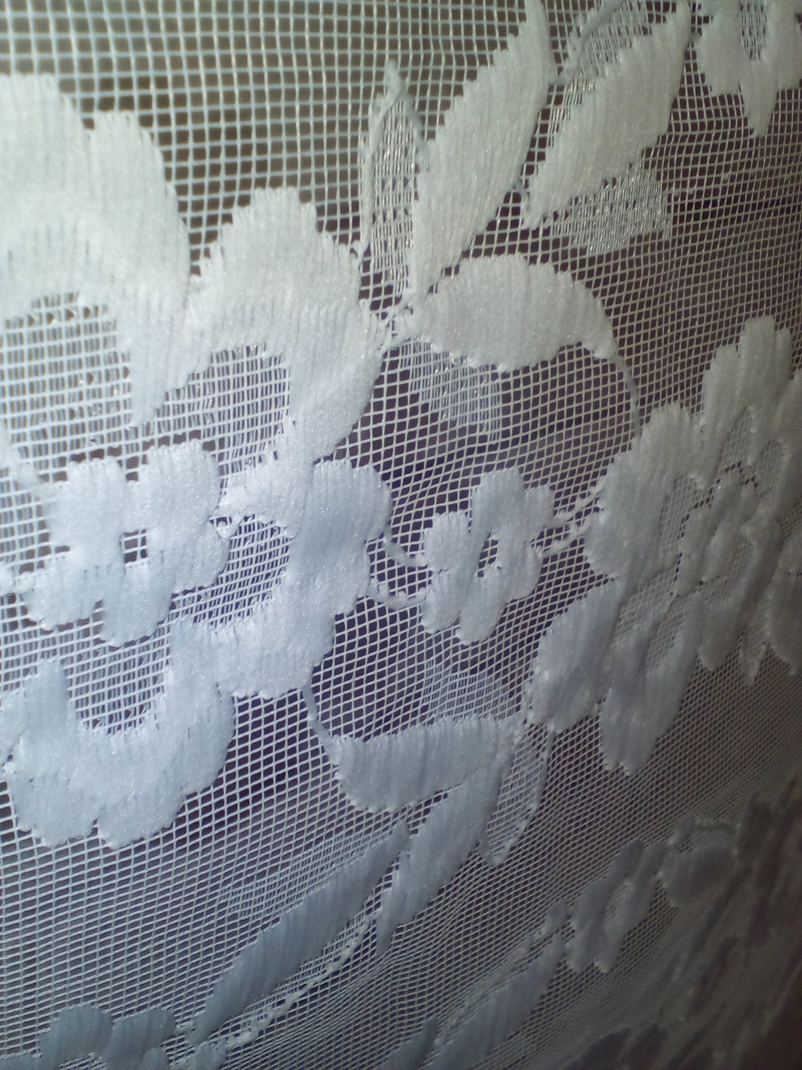 NOS 5.3 Yards White Embroidered Net Curtain Fabric/floral Lace - Etsy