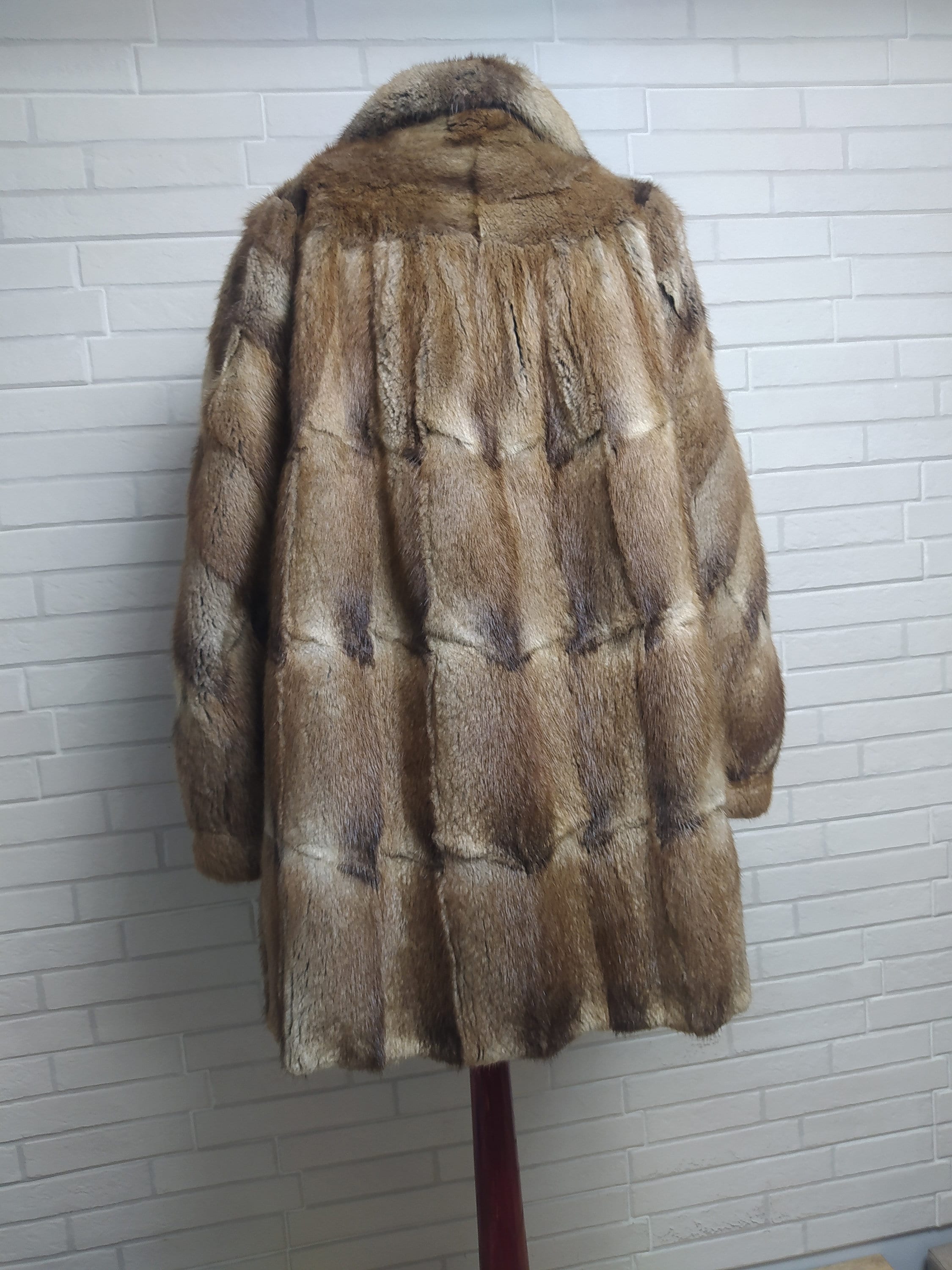 Vtg Graybrown Muskrat Fur Coat/german Echt Pelz Musquash Fur Jacket/a
