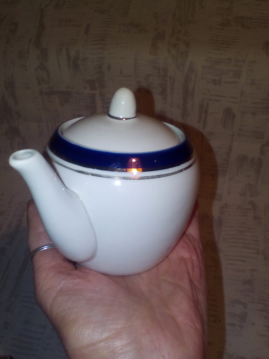 Small Collectible One Cup Teapot/white and Cobalt Blue Tea or Etsy UK