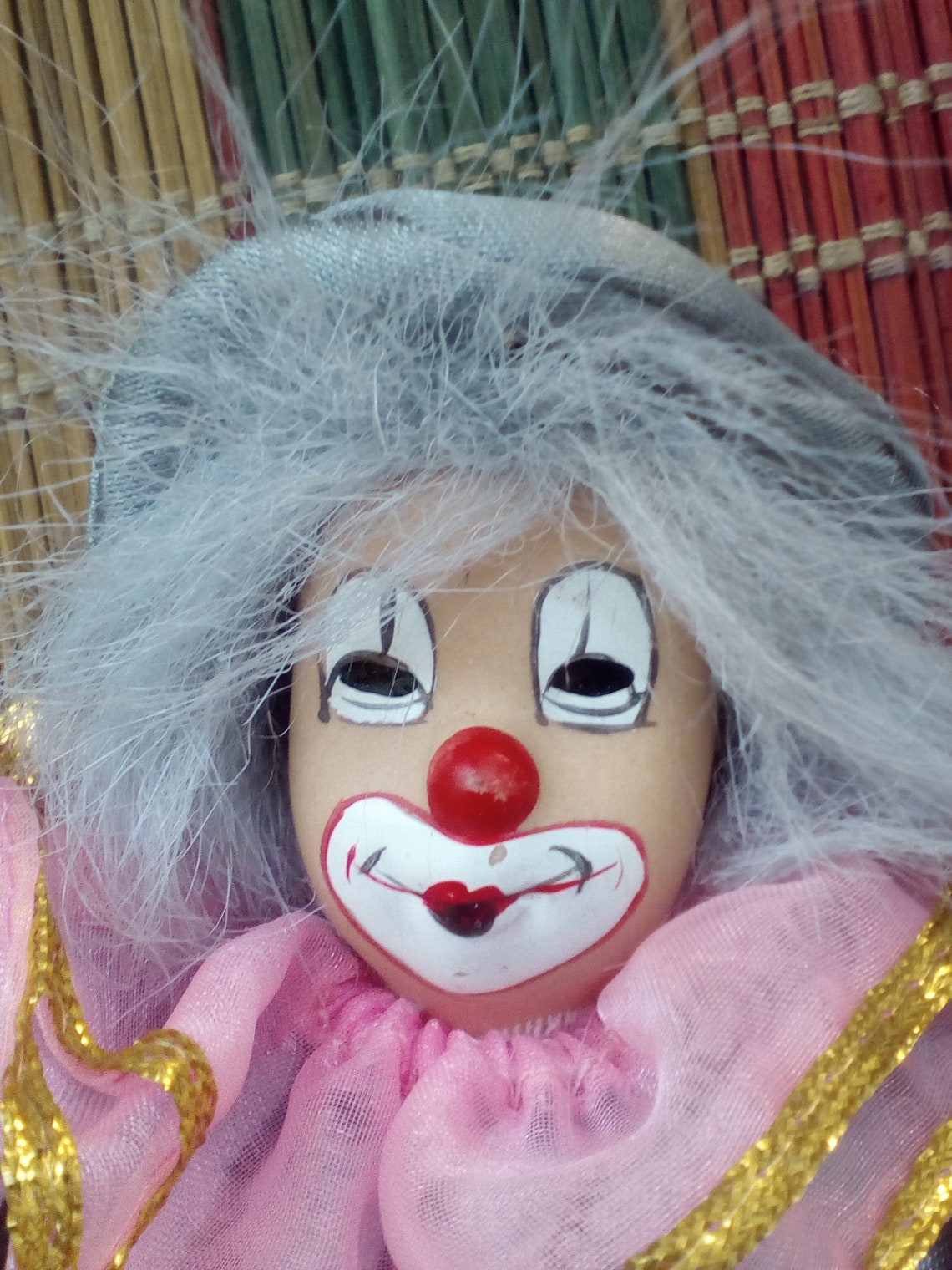 Lot of 2 Vintage Clowns/ Bisque Porcelain Head/ Handpainted Face