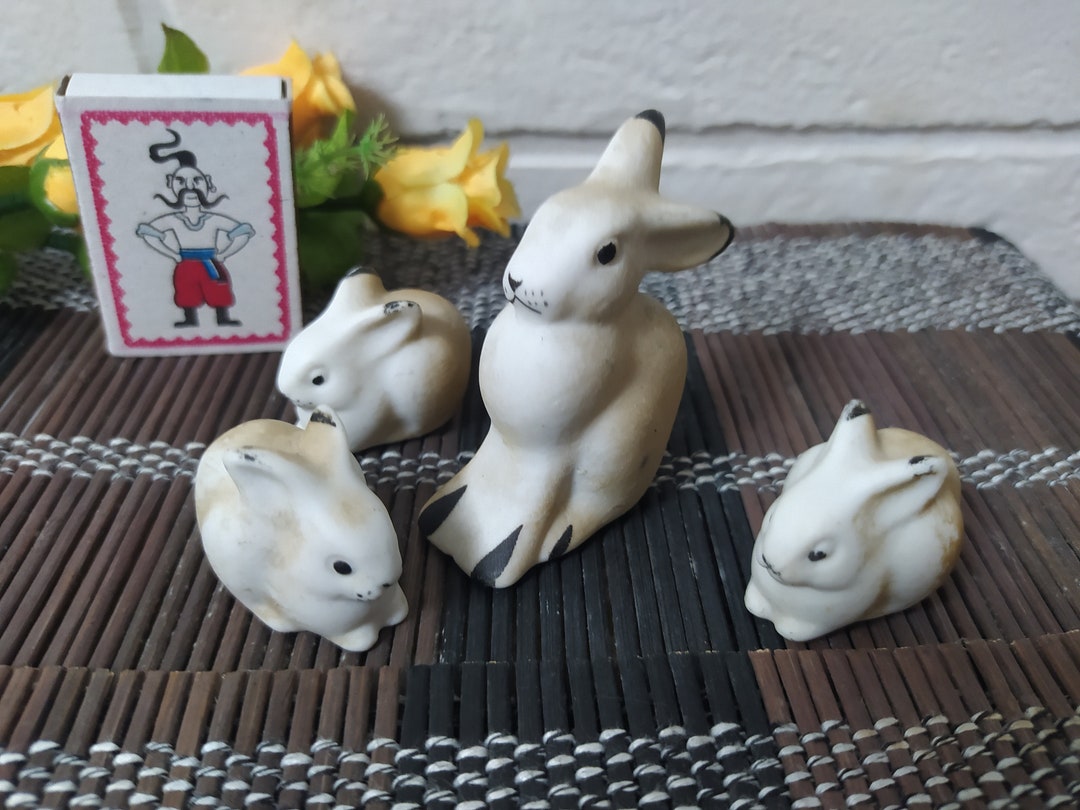 Vtg Set of 4 Bunny Rabbit Family Figurines/soviet Art Pottery Mother ...