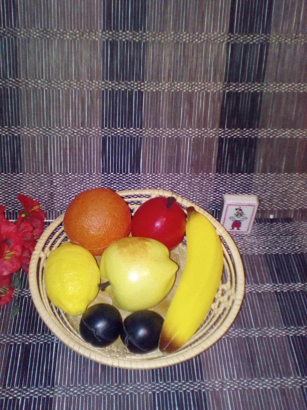 Set of 7 Vintage Fake Fruits Straw Fruit Tray/lifelike Realsize