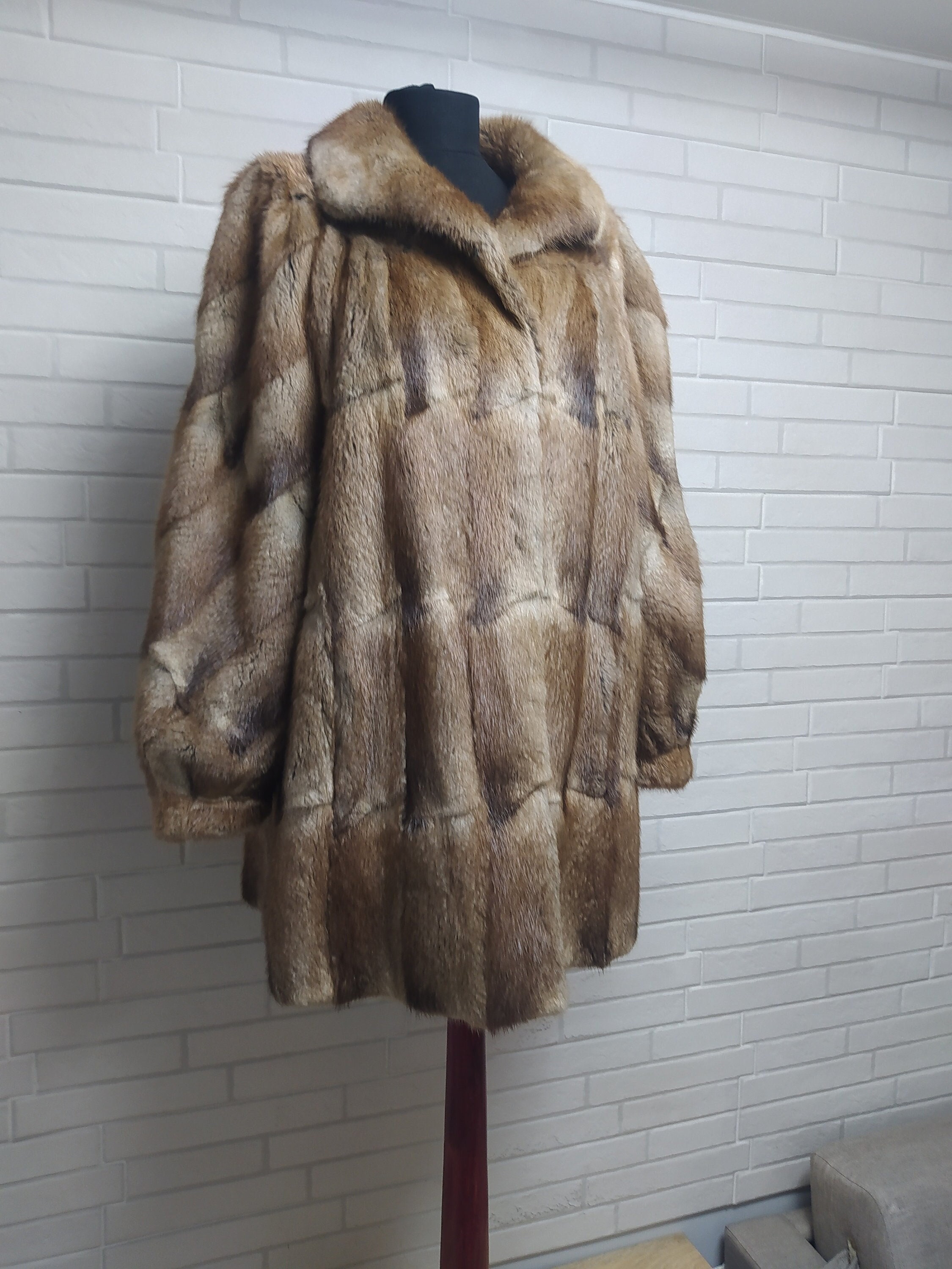 Vtg Graybrown Muskrat Fur Coat/german Echt Pelz Musquash Fur Jacket/a
