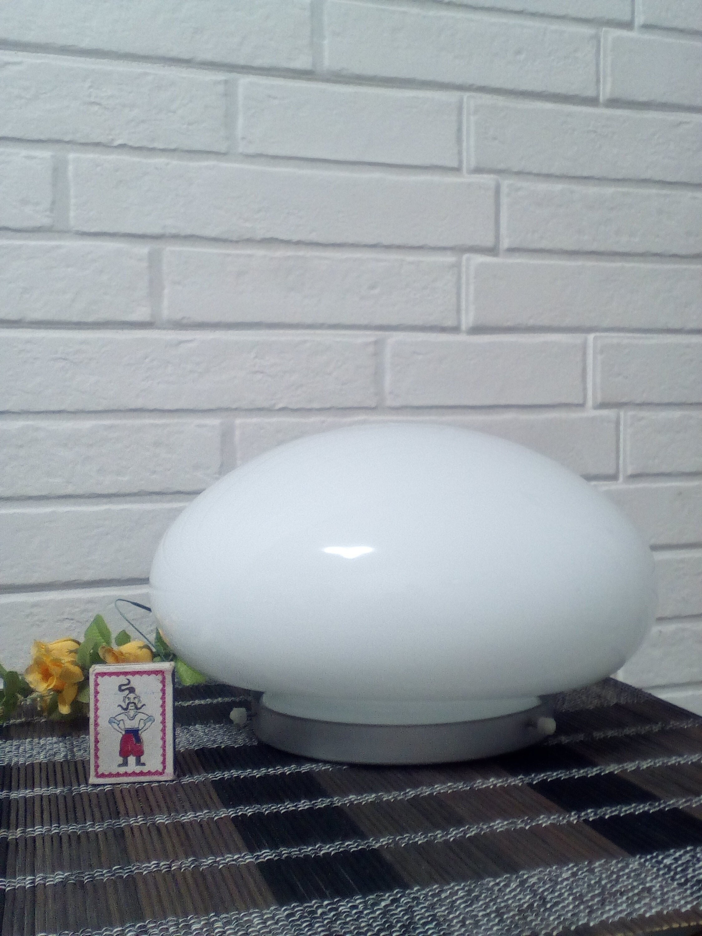 NOS 10.2" Milk Glass Flush Mount Lamp/Schoolhouse Light/Mushroom Wall Sconce/Opaline Glass Light/White Ceiling Lamp/USSR/Vintage 80's