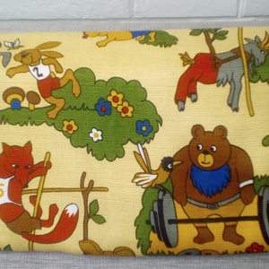 Cortina vintage auténtica para habitación infantil, tela para niños, panel de cortina, estampado deportivo, estampado animal, años 70